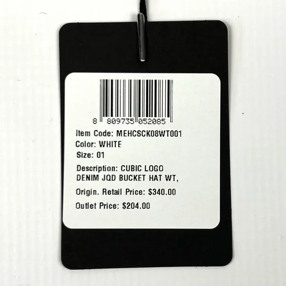 MCM White Cubic Logo Denim Jacquard Bucket Hat One Size - Picture 7 of 7